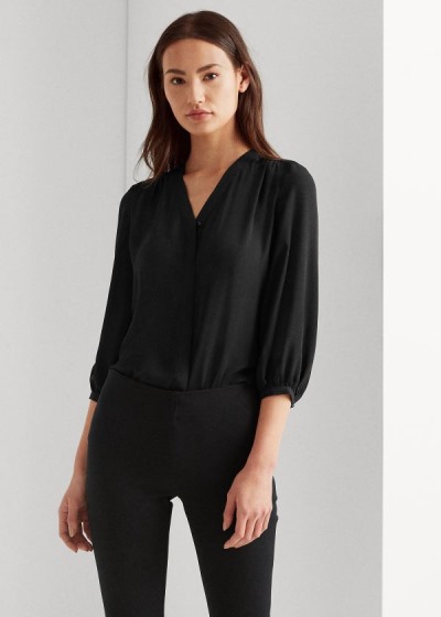 Tops Ralph Lauren Mujer Negros - Pleated Georgette - ATUPF1406